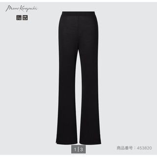 ユニクロ(UNIQLO)の薄手ボトムス ヒートテックウールブレンドフレアスリットレギンス 黒色 M(その他)