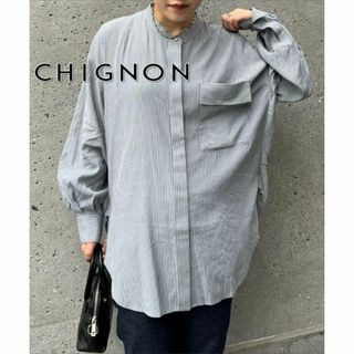 チャオパニック(Ciaopanic)の【送料無料】CHIGNON ストライプバックタックオーバーシャツ(シャツ/ブラウス(長袖/七分))