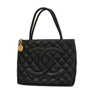 シャネル(CHANEL)の【4id4753】シャネル トートバッグ/復刻トート/キャビアスキン/ブラック/ゴールド金具 【中古】レディース(トートバッグ)