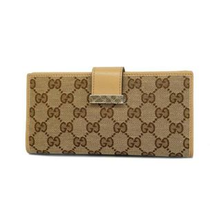 グッチ(Gucci)の【4id4840-r】グッチ 長財布/GGキャンバス/212096/キャンバス/レザー/ブラウン/ベージュ/シャンパンゴールド金具 【中古】 レディース(財布)