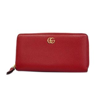 グッチ(Gucci)の【4id4841-r】グッチ 長財布/GGマーモント/456117/レザー/レッド/ゴールド金具 【中古】 レディース(財布)