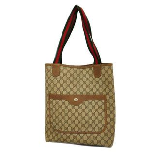 グッチ(Gucci)の【4id4879】グッチ トートバッグ/GGスプリーム/シェリーライン/39 02 003/PVC/ブラウン/ゴールド金具 【中古】 レディース(トートバッグ)