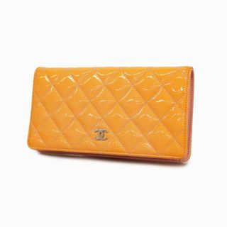 シャネル(CHANEL)の【4id4997】シャネル 長財布/マトラッセ/パテントレザー/オレンジ/シルバー金具 【中古】 レディース(財布)