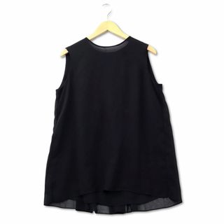 ユニクロ(UNIQLO)のユニクロ UNIQLO プリーツ ブラウス ノースリーブ L ブラック(シャツ/ブラウス(半袖/袖なし))