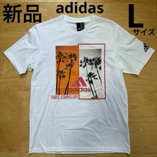 アディダス(adidas)の新品　adidas メンズ　半袖Tシャツ　ツリーフォト　白　ホワイト　Lサイズ(Tシャツ/カットソー(半袖/袖なし))