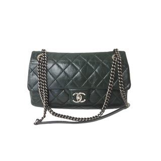 CHANEL - CHANEL シャネル チェーンショルダーバッグ ココマーク 19番台 2014年 カーフスキン グリーン シルバー金具 美品 中古 64106