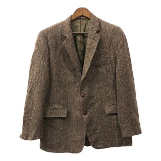 80年代 USA製 Harris Tweed ハリスツイード ウール テーラードジャケット ブレザー ブラウン (メンズ L相当) 中古 古着 Q7767(テーラードジャケット)