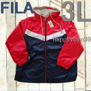 フィラ(FILA)の新品LL~３Lフィラ赤 裏フリース フード付ブルゾン撥水加工ジャンパー パーカー(ブルゾン)