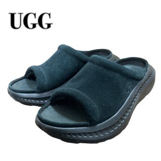 アグ(UGG)のUGG アグ サンダル スエード×ボア 黒ブラック26cm (サンダル)