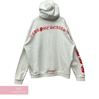 クロムハーツ(Chrome Hearts)のCHROME HEARTS×The Rolling Stones Back Arch Lip Logo Las Vegas Limited Hoodie クロムハーツ×ローリングストーンズ バックアーチリップロゴパーカー 袖リップロゴ ラスベガス限定 ホワイト×レッド サイズXL 【240525】【新古品】【me04】(パーカー)