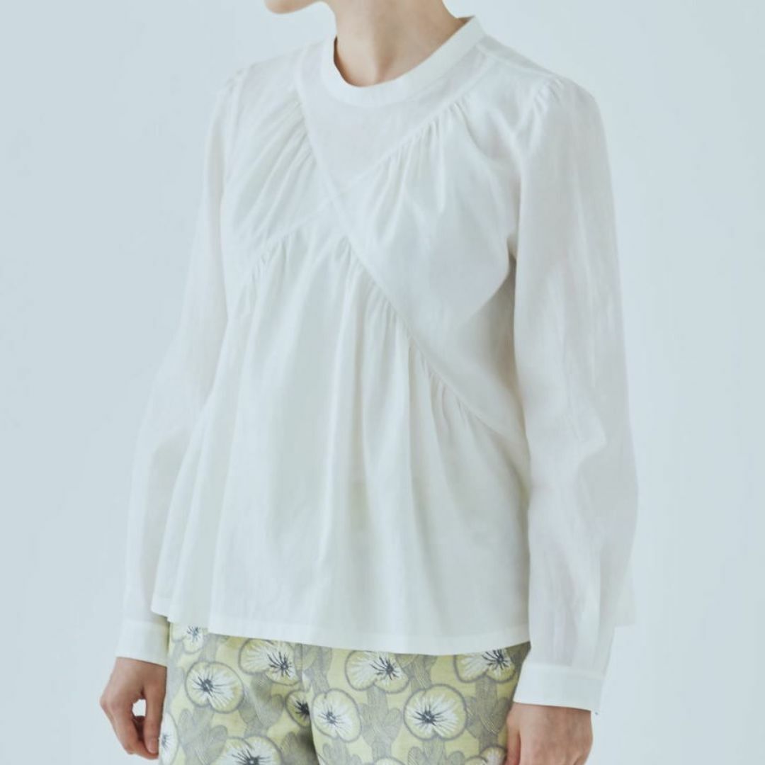 21SS ミナペルホネン pilli シルク コットン ブラウス シャツ 38 21SS ミナペルホネン pilli シルク コットン ブラウス シャツ 38