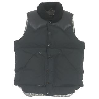 1piu1uguale3 - 美品□1piu1uguale3 ウノピュウノウグァーレトレ Rocky Mountain Featherbed MRB104 113 CHRISTY VEST 裏レオパード柄 襟ムートン レザーヨーク ダウンベスト ブラック 4 日本製 正規品 メンズ