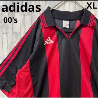 adidas - アディダス サッカー ユニフォーム ゲームシャツ ストライプ 半袖 00s XL