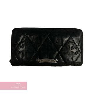 クロムハーツ(Chrome Hearts)のCHROME HEARTS REC F ZIP WALLET CEMETERY CROSS QUILTED PATCHES クロムハーツ レック Fジップウォレット セメタリークロス キルティングパッチ ラウンドジップ 長財布 ブラック 【240526】【中古-B】【me04】(折り財布)