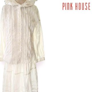 PINK HOUSE - 【美品】PINK HOUSE セットアップ ピコフリル 生成 ティアード 長袖