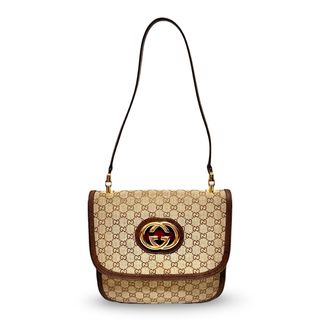 グッチ(Gucci)のGUCCI オールドグッチ シェリーライン ソーホー インターロッキング GG ショルダーバッグ ブラウン(ショルダーバッグ)