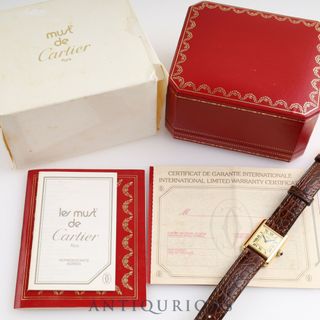 Cartier - CARTIER カルティエ マストタンク SM QZ W1003153 / 1613 SV925 革 純正尾錠（GP）アイボリー文字盤 箱 保証書（ブランク）カルティエブティックコンプリートサービス