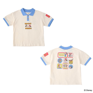 ディズニー(Disney)のディズニー　littc ワッペン　ポロシャツ　水色　ミッキー　リトシー　110(Tシャツ/カットソー)