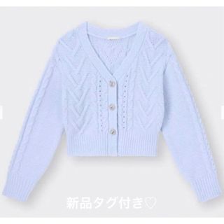 GU - ♡新品タグ付き♡GUビジューボタンケーブルカーディガン