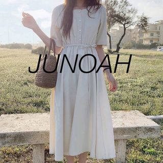 JUNOAH - ジュノア ロングワンピース ホワイト リボン