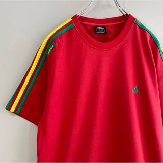 アディダス(adidas)の【ポルトガルカラー】adidasワンポイント刺繍ロゴTシャツ古着赤半袖松村北斗(Tシャツ/カットソー(半袖/袖なし))