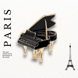 Paris broach パリ風 ブローチ たたずむ ピアノ ブラック(ブローチ/コサージュ)