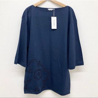 マリメッコ(marimekko)の新品未使用 マリメッコ チュニック カットソー 花柄　XSサイズ ネイビー(Tシャツ/カットソー(半袖/袖なし))