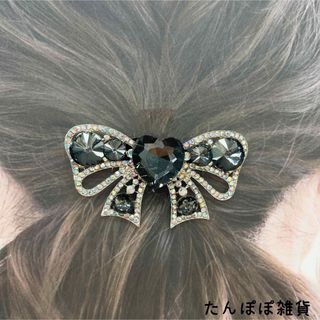 激安　沢山キラキラストーン　合金　リボン　ヘアゴム　ヘアシュシュ　62華やか上品(ヘアゴム/シュシュ)