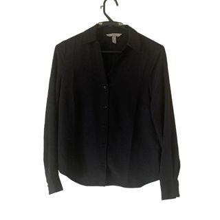 エイチアンドエム(H&M)のH&M レディース　長袖シャツ　ブラウス　ブラック　黒　フォーマル　S 春夏(シャツ/ブラウス(長袖/七分))