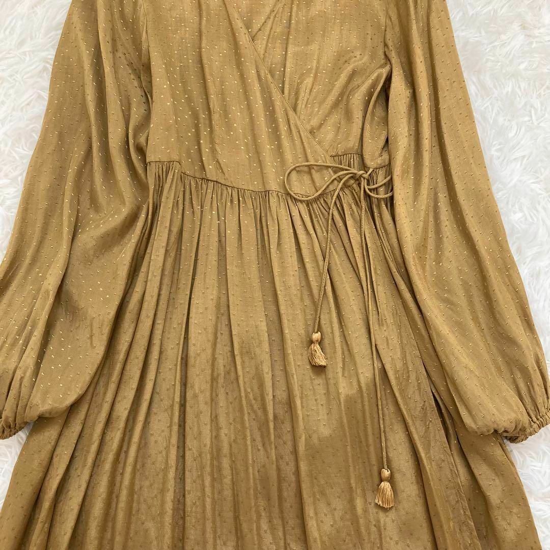 ヌキテパ ワンピース ロング ラップ ドット フリンジ カシュクール イエロー ヌキテパ ワンピース ロング ラップ ドット フリンジ カシュクール イエロー
