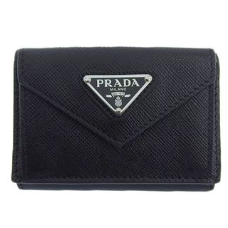 プラダ(PRADA)のプラダ PRADA 三つ折り財布 コンパクトウォレット サフィアーノ レザー ブラック 1MH021 中古 新入荷 OBB0557(財布)