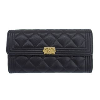 シャネル(CHANEL)のシャネル CHANEL ボーイシャネル 長財布 キャビアスキン ブラック A80286 31番台 中古 新入荷 CH0920(財布)