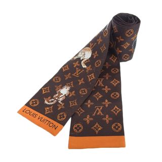 LOUIS VUITTON - ルイヴィトン LOUIS VUITTON バンドー・キャットグラム バンドー スカーフ シルク ブラウン MP2268 中古 新入荷 LV1601