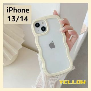 iPhoneケース iPhone13 iPhone14 イエロー ウェーブ 黄色