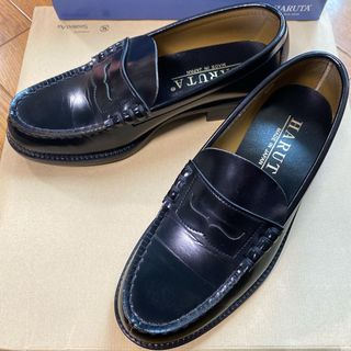 ハルタ(HARUTA)のHARUTA  ローファー　メンズ　24.5 EEE 黒　美品　日本製 通学靴(その他)