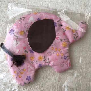 手作り　花柄ゾウさんのポーチ　ピンク　ハンドメイド(ポーチ)