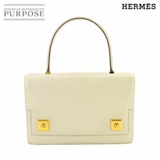 エルメス(Hermes)のエルメス HERMES ピアノ ハンド バッグ ボックスカーフ アイボリー 〇K刻印 ゴールド 金具 VLP 90233664(ハンドバッグ)