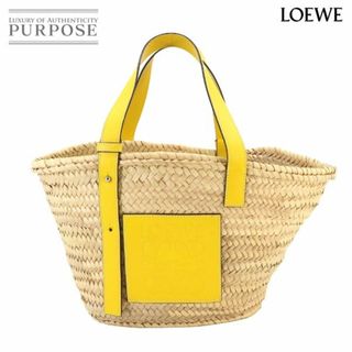 ロエベ(LOEWE)の新品同様 ロエベ LOEWE バスケット バッグ トート ヤシの葉 レザー ナチュラル イエロー シルバー 金具 VLP 90234588(トートバッグ)