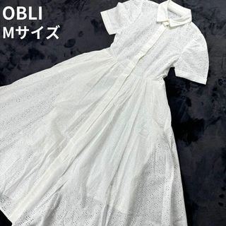 オブリ(OBLI)のOBLI/オブリ✨未使用保管品 刺繍ロングワンピース ホワイト Mサイズ(ロングワンピース/マキシワンピース)