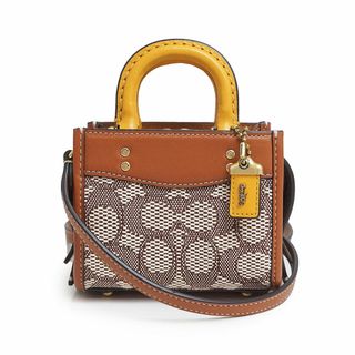 コーチ(COACH)のコーチ ローグ 12 シグネチャー ミニ ショルダーバッグ 斜め掛け キャンバス レザー ブラウン イエロー 茶 黄色 ゴールド金具 CC515 COACH（未使用　展示品）(ショルダーバッグ)