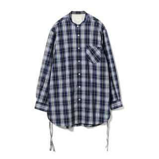 ビームス(BEAMS)のBEAMS バンドカラー チェックシャツ ブルー(シャツ)