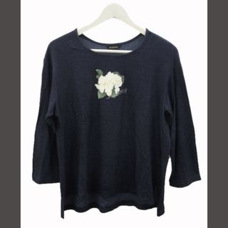 インゲボルグ(INGEBORG)のインゲボルグ くちなしプリント カットソー 長袖 Tシャツ ロンT ネイビー(カットソー(長袖/七分))