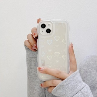 【人気商品】 スマホ カバー ホワイト クリア iPhone15 ハート 韓国(モバイルケース/カバー)