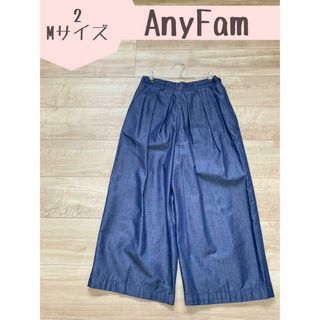 anyFAM - 【anyfam 】エニファム　デニム風艶感ワイドパンツ　オフィス　クロップド　4