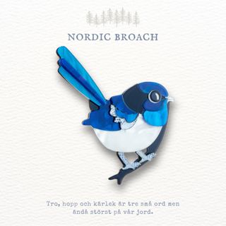 Nordic broach 北欧風 ブローチ 幸せの青い鳥 A(ブローチ/コサージュ)