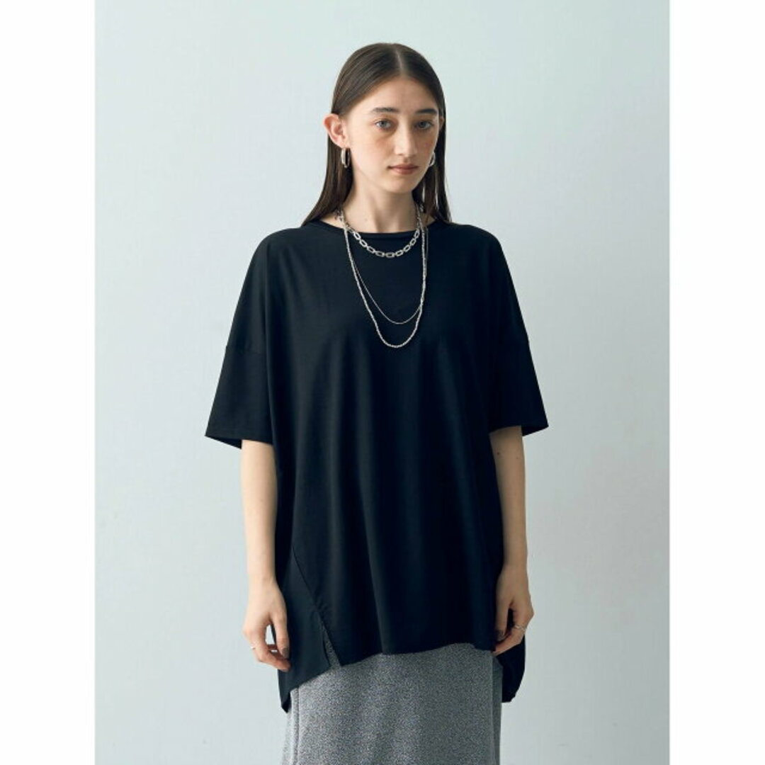 YECCA VECCA(イェッカヴェッカ)の【ブラック】異素材切替タックデザインカットソー レディースのトップス(カットソー(長袖/七分))の商品写真