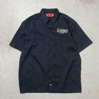 ディッキーズ(Dickies)のDEADSTOCK NOS Dickies ディッキーズ  ワークシャツ 半袖シャツ 企業ロゴ刺繍 リップストップ メンズXL~2XL相当(シャツ)