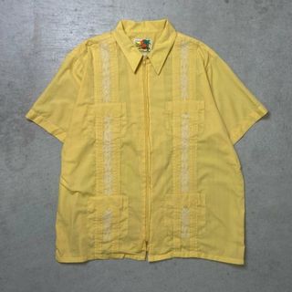 GUAYABERA キューバシャツ メキシカンシャツ フルジップ メンズ2XL相当(シャツ)