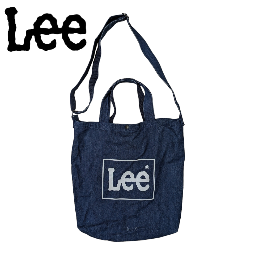 LEE デニムトートバッグ 大容量ショルダーバッグ 2way 約23.8L Lee - Lee ブルー デニム2WAY トート ショルダーバッグの通販