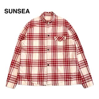 SUNSEA - ☆良品 サンシー バンドカラー オーバーサイズ チェック シャツ 日本製 長袖